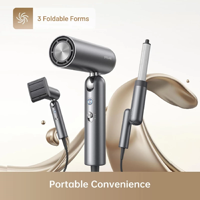 Dreame Pocket High-Speed ​​Hair Dryer, 3 Foldable Shapes 110,000rpm-Gray, 1270 g-2.webp